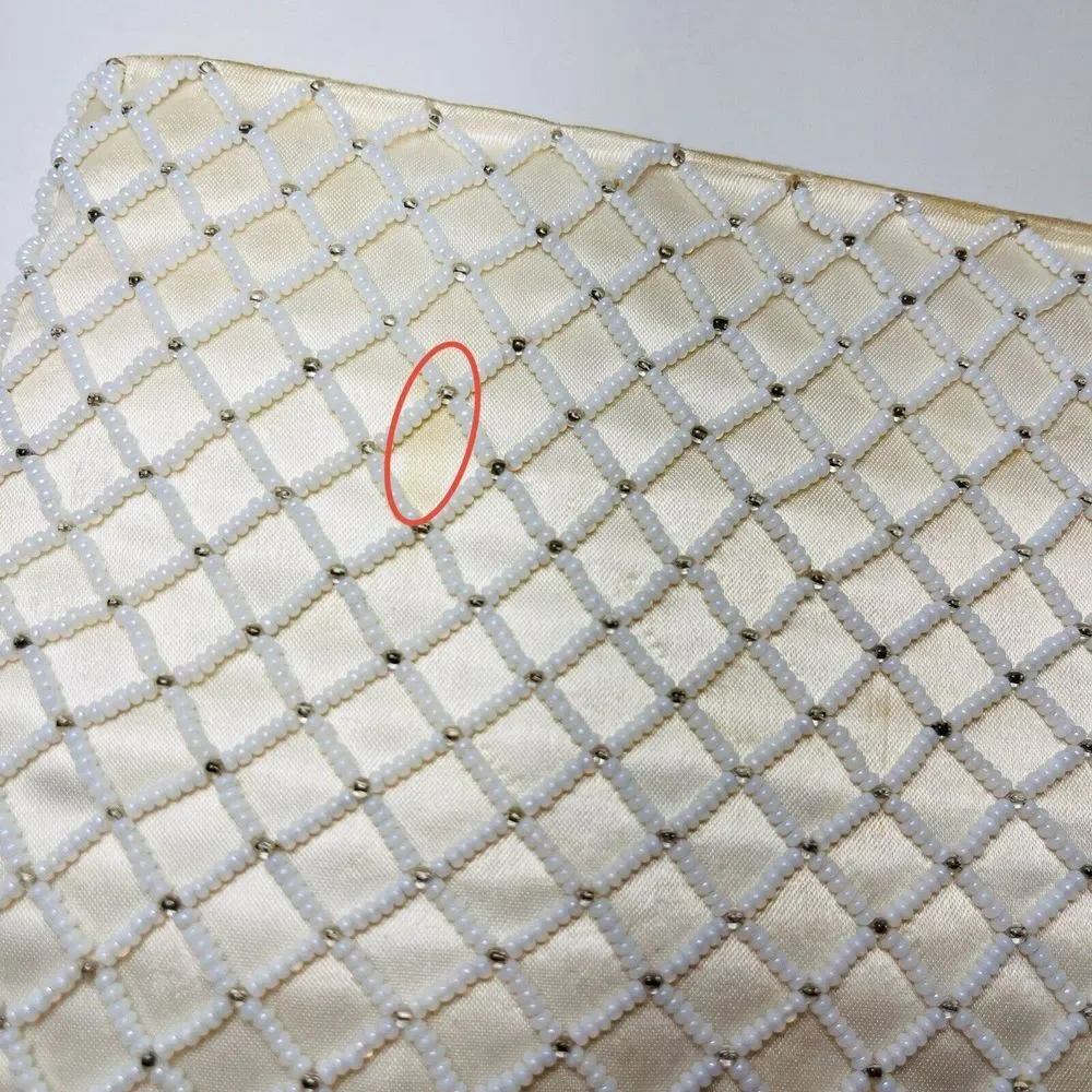 Vintage Richere‎ Clutch White Ivory Seed Beaded Evening Bag Purse Bridal